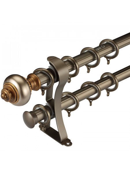 QYR08 1-1/8" Grattai Crystal Ball Finial Aluminum Alloy Single Double Curtain rod set