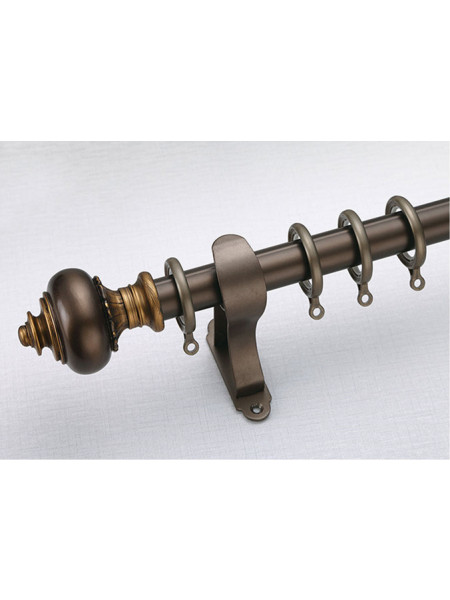 QYR08 1-1/8" Grattai Crystal Ball Finial Aluminum Alloy Single Double Curtain rod set(Color: Bronze)
