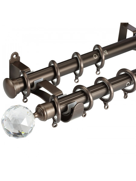 QYR08 1-1/8" Grattai Crystal Ball Finial Aluminum Alloy Single Double Curtain rod set