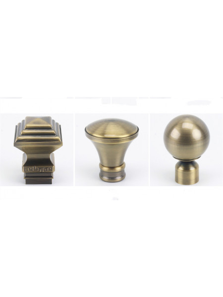QYR10 1-1/8" Hayward Green Bronze Steel Curtain Rod Set With Ball And Square Finial  