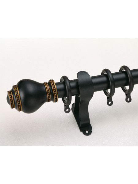 QYR12 1-1/4" Meharry Crystal Ball Finial Aluminum Alloy Single Double Curtain rod set(Color: Black)