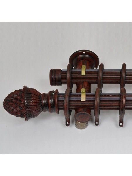 QYR1421 1-1/8" Ossa Aluminum Alloy Double Curtain Rod Set (Color: Antique Iron Oxide Red)