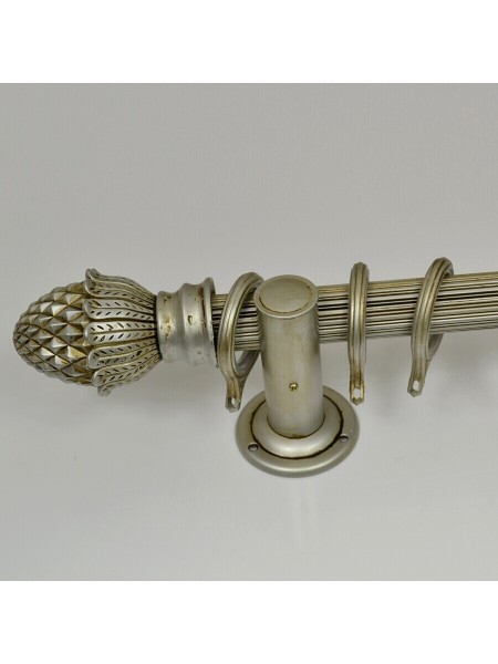 QYR1420 1-1/8" Ossa Aluminum Alloy Single Curtain Rod Set (Color: Antique Silver)