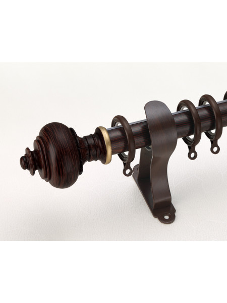 QYR15 Tate 1-1/8" Diameter Aluminum Alloy Wood Grain Single Double Curtain rod set