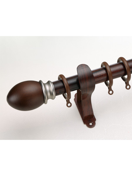 QYR15 Tate 1-1/8" Diameter Aluminum Alloy Wood Grain Single Double Curtain rod set(Color: Black walnut)
