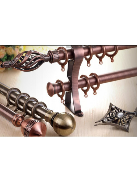 QYR16 1-1/8" Diameter Watagan Bronze Nickel Steel Curtain Rod Set Custom Made Length And Finial