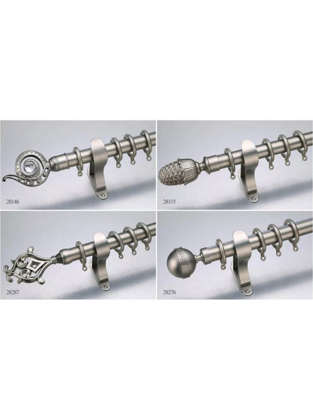 QYR16 1-1/8" Diameter Watagan Bronze Nickel Steel Curtain Rod Set Custom Made Length And Finial(Color: Nickel silver)