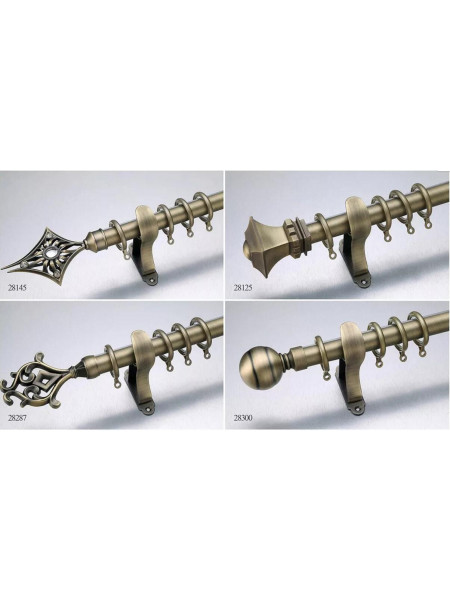 QYR16 1-1/8" Diameter Watagan Bronze Nickel Steel Curtain Rod Set Custom Made Length And Finial