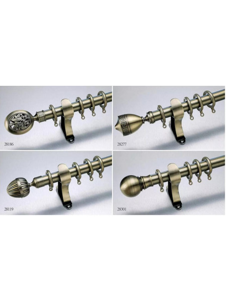 QYR16 1-1/8" Diameter Watagan Bronze Nickel Steel Curtain Rod Set Custom Made Length And Finial(Color: Green bronze)