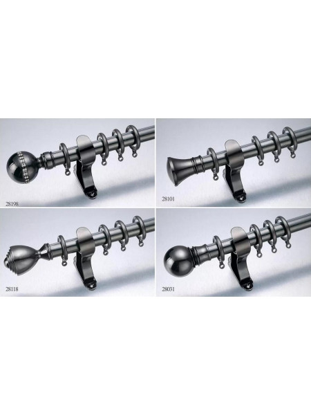 QYR16 1-1/8" Diameter Watagan Bronze Nickel Steel Curtain Rod Set Custom Made Length And Finial(Color: Nickel black)