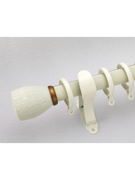 QYR17 1-3/16" Diameter Zeil  Aluminum Alloy Single Double Curtain rod set(Color: Beige)