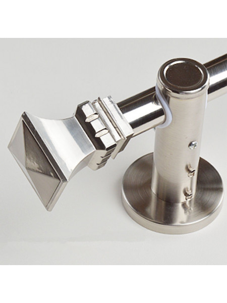  QYR1920 1-1/8" Nickel Silver Steel Curtain Rod Set With Crystal And Ball Finial(Color: Silver Nickel Square Finial)