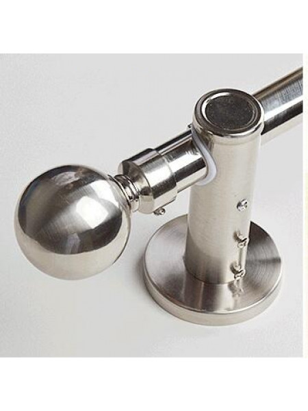 QYR1920 1-1/8" Nickel Silver Steel Curtain Rod Set With Crystal And Ball Finial(Color: Silver Nickel Ball Finial)