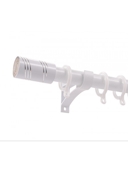 QYR20 1-1/8" Diameter Luxury White Black Bronze Column Finial Aluminum Alloy Single Double Curtain rod set(Color: White)