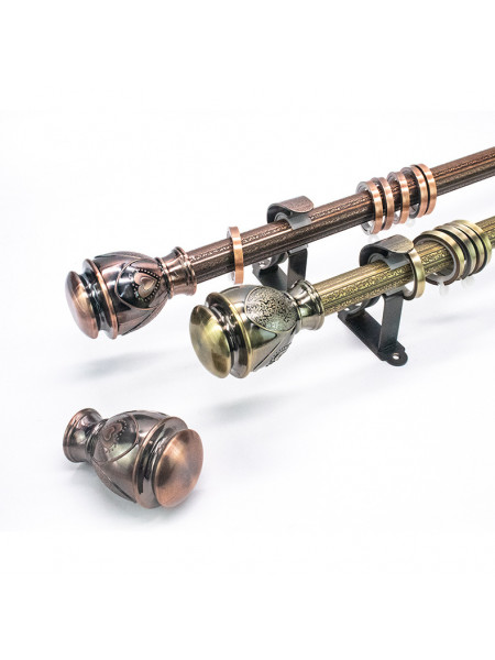 QYR21 1-1/8" Diameter Aluminum Alloy Green Bronze and Red Bronze Curtain Rod Set 