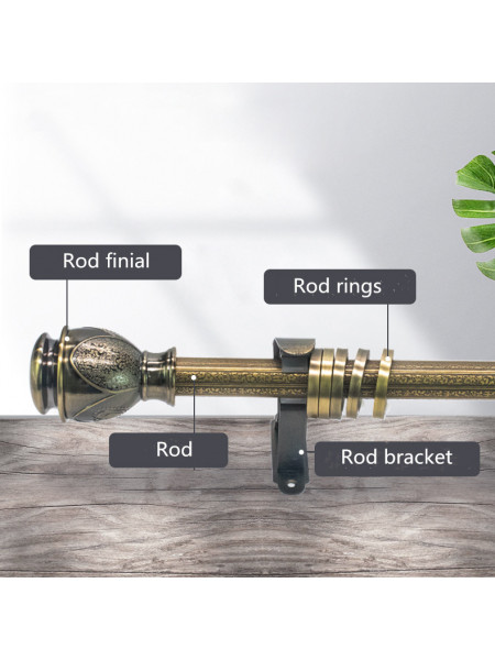 QYR21 1-1/8" Diameter Aluminum Alloy Green Bronze and Red Bronze Curtain Rod Set 