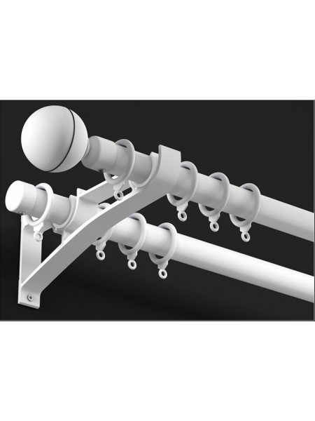 QYR24 1-1/8" White Black Wall Mount Thick Single Double Curtain Rod Sets