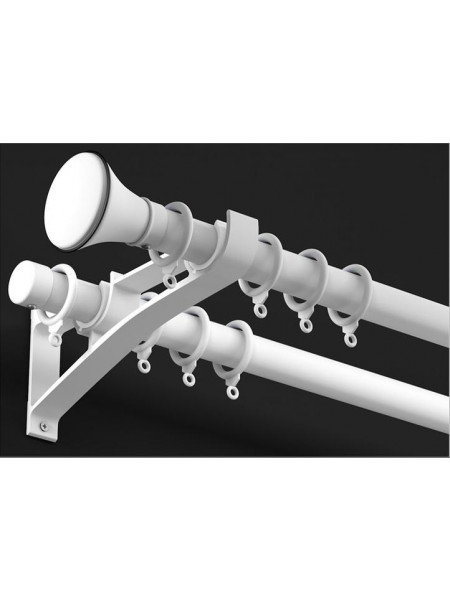 QYR24 1-1/8" White Black Wall Mount Thick Single Double Curtain Rod Sets
