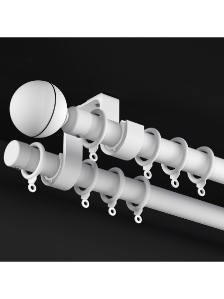 QYR25 1-1/8" White Black Ceiling Mount Thick Single Double Curtain Rod Sets