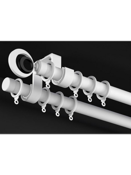 QYR25 1-1/8" White Black Ceiling Mount Thick Single Double Curtain Rod Sets