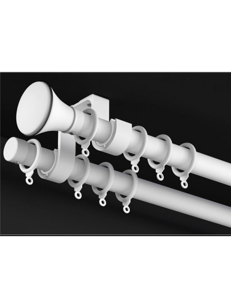 QYR25 1-1/8" White Black Ceiling Mount Thick Single Double Curtain Rod Sets