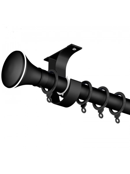 QYR25 1-1/8" White Black Ceiling Mount Thick Single Double Curtain Rod Sets(Color: Black Speaker Finial)