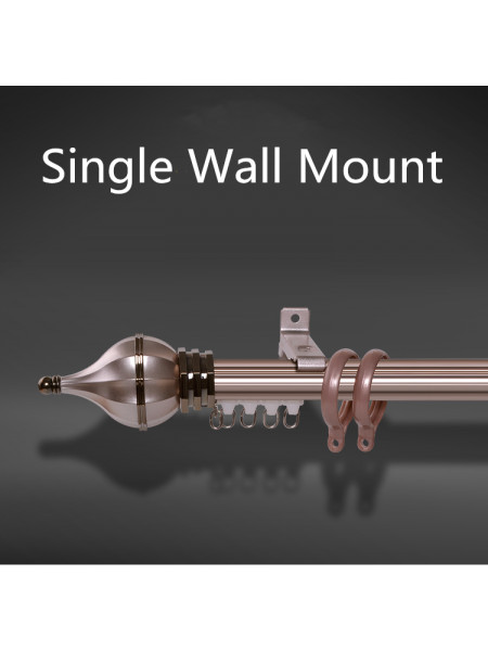 QYR26 1-1/8" QYR26 Gold Metal Curtain Rod Set With Rollers