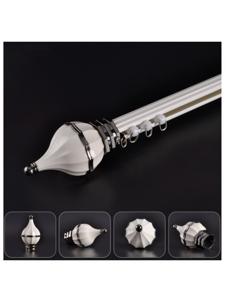 QYR26 1-1/8" QYR26 Gold Metal Curtain Rod Set With Rollers