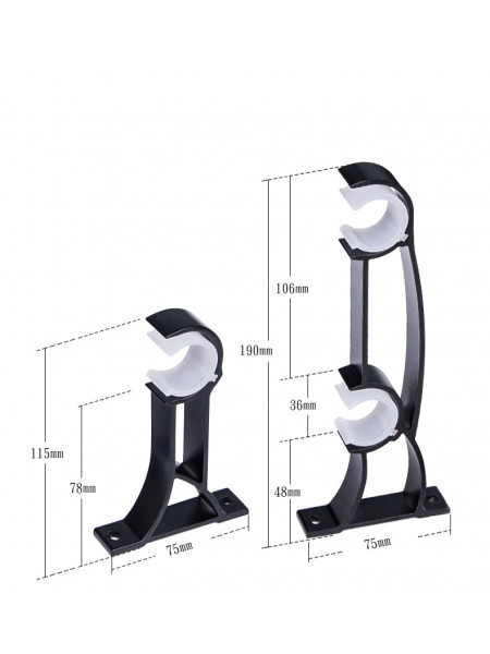 QYR29 1-1/8" White Black Spiral Ball Finial Aluminum Alloy Thick Single Double Curtain rod sets