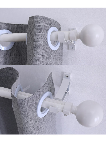 QYR29 1-1/8" White Black Spiral Ball Finial Aluminum Alloy Thick Single Double Curtain rod sets