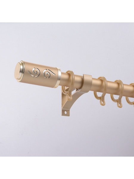 QYR32 1-1/8" Diameter Luxury White Black Bronze Column Finial Aluminum Alloy Single Double Curtain rod set(Color: Gold)