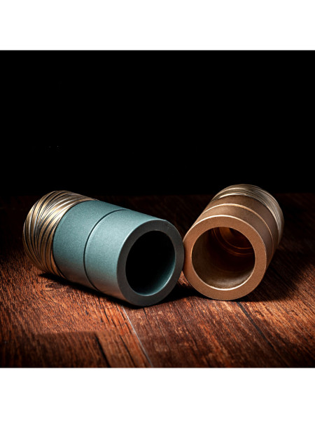 QYR33 1-1/8" Diameter Luxury Black Blue Column Finial Aluminum Alloy Single Double Curtain rod set