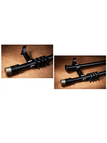 QYR33 1-1/8" Diameter Luxury Black Blue Column Finial Aluminum Alloy Single Double Curtain rod set