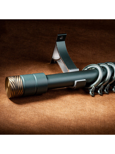 QYR33 1-1/8" Diameter Luxury Black Blue Column Finial Aluminum Alloy Single Double Curtain rod set(Color: Blue)