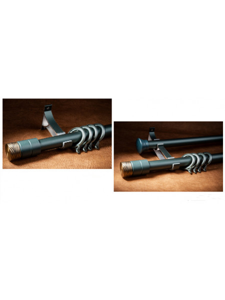 QYR33 1-1/8" Diameter Luxury Black Blue Column Finial Aluminum Alloy Single Double Curtain rod set