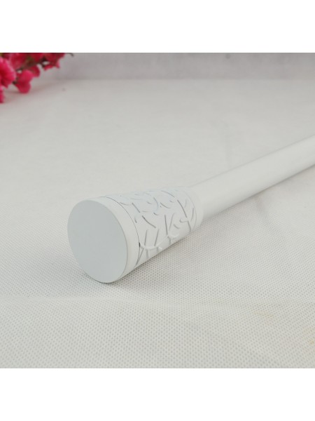 3/4" Floral Cork Finial Steel Single Curtain Rod Set Custom Length Curtain Rod White Floral Cork Finial