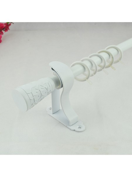 3/4" Floral Cork Finial Steel Single Curtain Rod Set Custom Length Curtain Rod in White Color