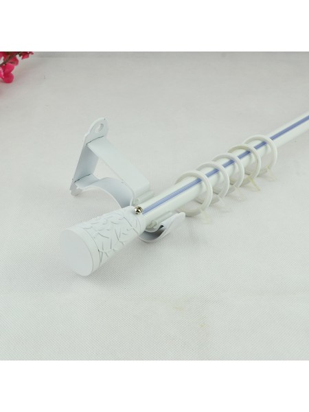 3/4" Floral Cork Finial Steel Single Curtain Rod Set Custom Length Curtain Rod in White Color