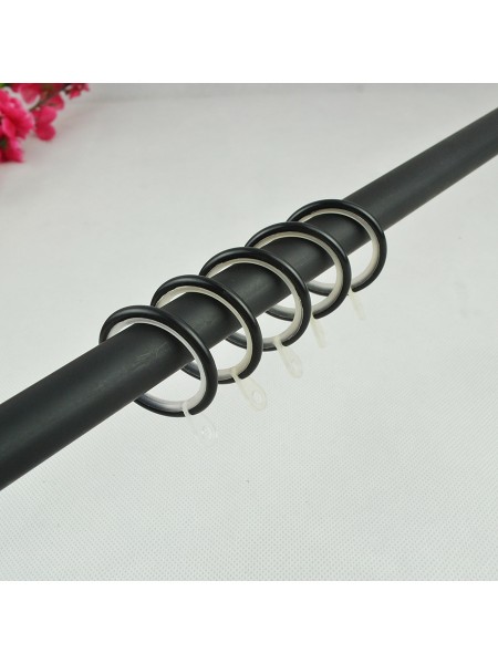 3/4" Hollow Cork Finial Steel Double Curtain Rod Set Custom Length Curtain Rod Black Rings