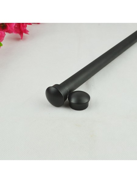 3/4" Hollow Cork Finial Steel Double Curtain Rod Set Custom Length Curtain Rod Black End Caps