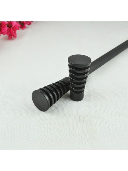 3/4" Hollow Cork Finial Steel Single Curtain Rod Set Custom Length Curtain Rod Black Cork Finial