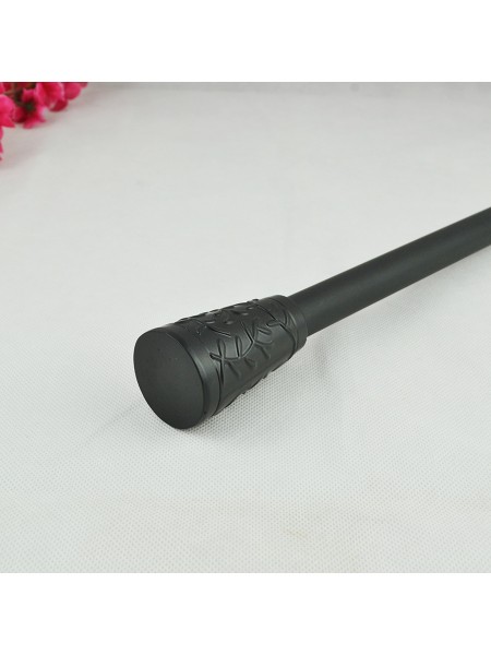 3/4" Floral Cork Finial Steel Single Curtain Rod Set Custom Length Curtain Rod Black Floral Cork Finial