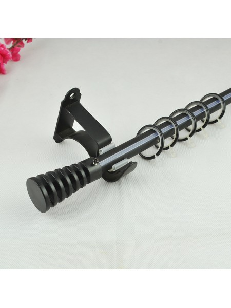 3/4" Hollow Cork Finial Steel Single Curtain Rod Set Custom Length Curtain Rod in Black Color