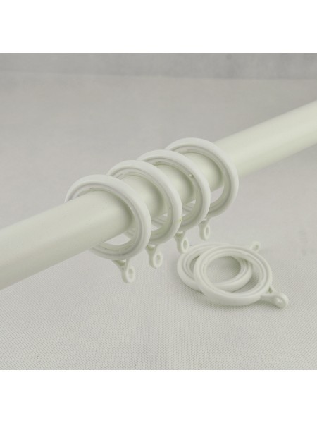 1-1/8" Ball Finial Steel Single Curtain Rod Set Custom Length Curtain Rod White Rings