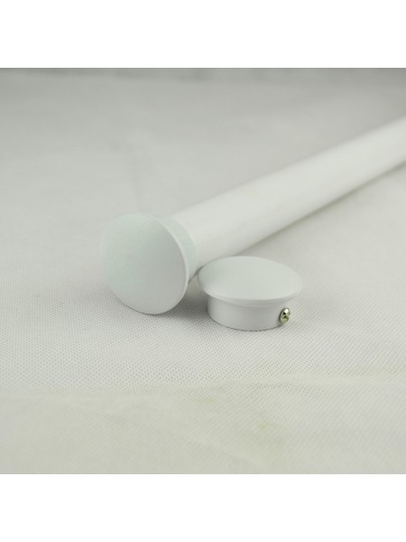 1-1/8" Square Finial Steel Double Curtain Rod Set Custom Length Curtain Rod White End Caps