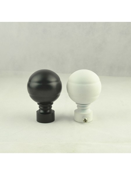 1-1/8" Ball Finial Steel Double Curtain Rod Set Custom Length Curtain Rod White Ball Finial