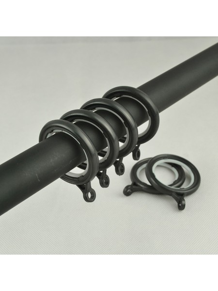 1-1/8" Square Finial Steel Single Curtain Rod Set Custom Length Curtain Rod Black Rings