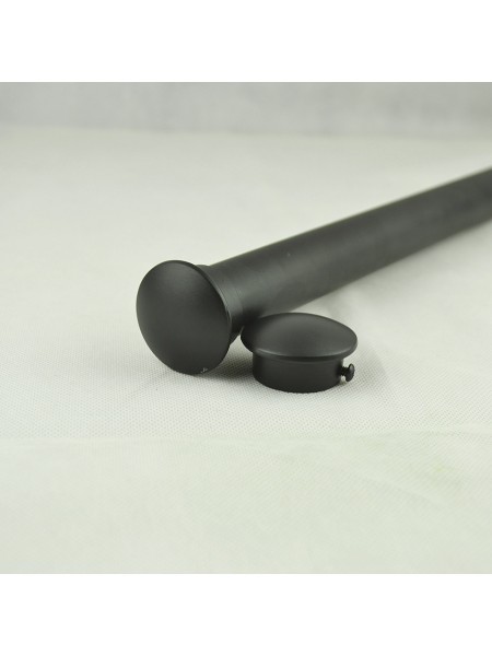 1-1/8" Square Finial Steel Double Curtain Rod Set Custom Length Curtain Rod Black End Caps