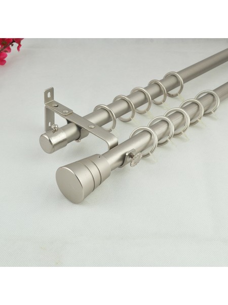 7 8 Quot Silver Wrought Iron Double Curtain Rod Set Metal Cork