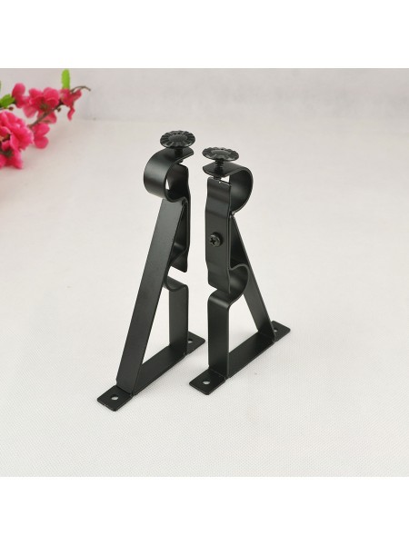 7/8" Black Wrought Iron Double Curtain Rod Set with Tail Finial Custom Length Double Bracket